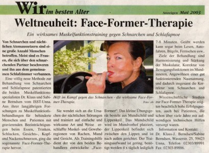 Artikelvorschau: Weltneuheit - Face-Former-Therapie